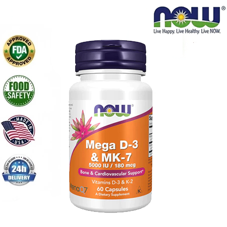 Now Foods Mega D-3 MK-7 Vitamin D3 MK7 D 3 MK 7 Bone Cardiovascular 5000 iu US Supplement
