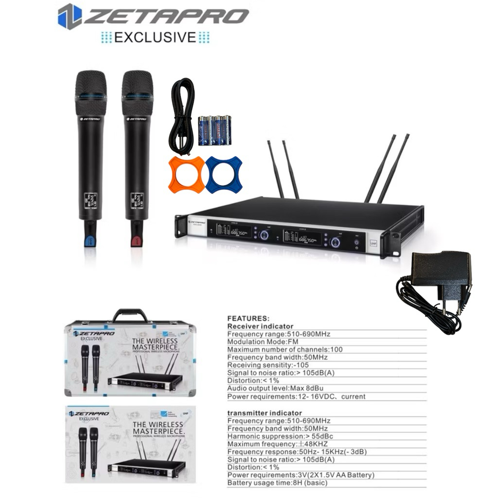 Mic Wireless Zetapro Exclusive Uhf Free Hardcase