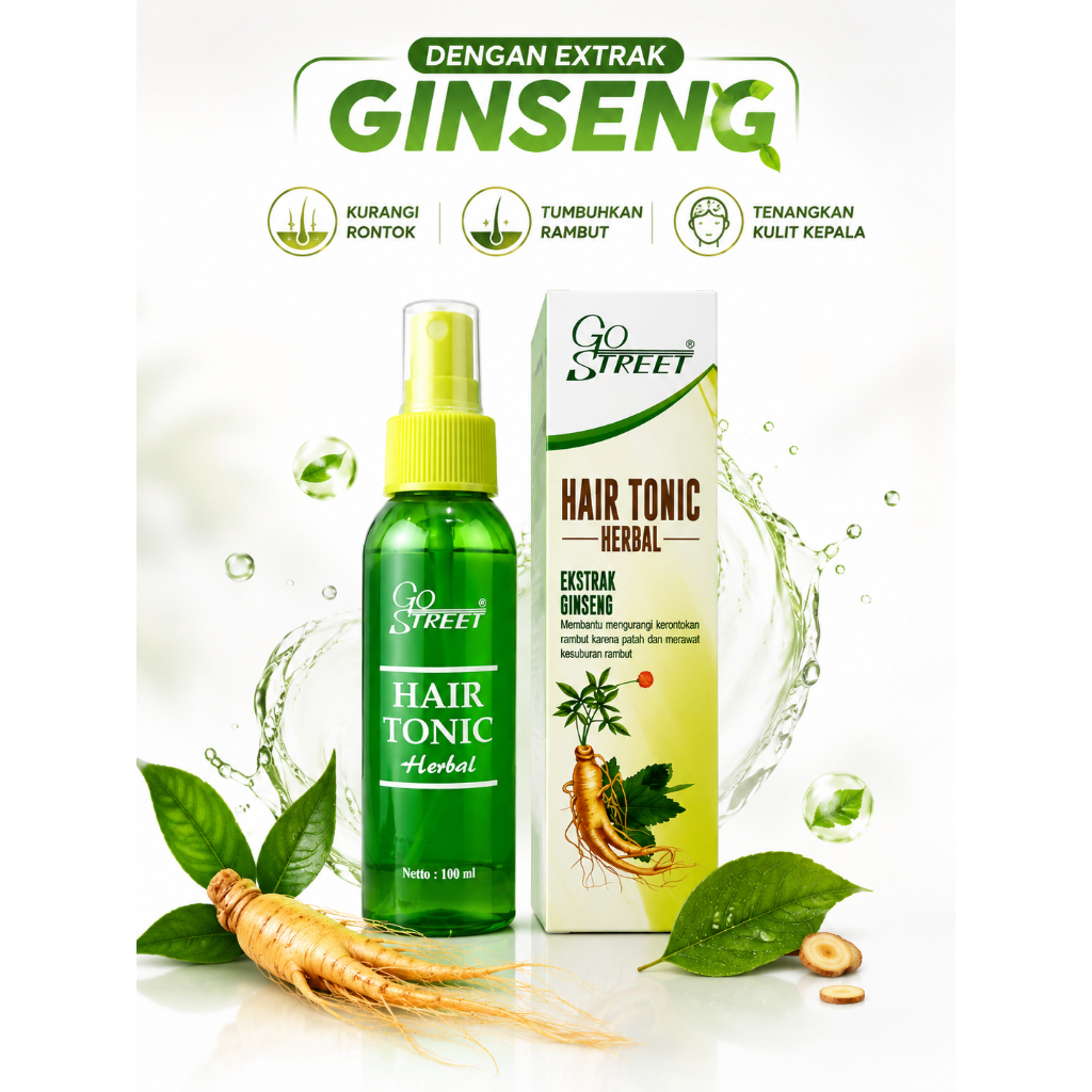 GO STREET Hair Tonic Ekstrak Ginseng - Menguatkan Akar Rambut Ukuran 100 ML