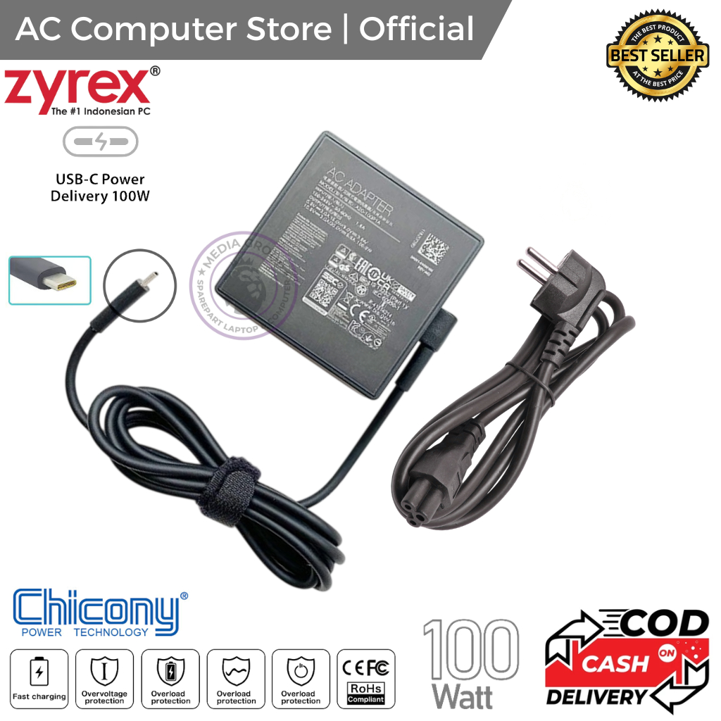 Adaptor Charger Laptop Zyrex D-TECH PRO V1 AMD Ryzen 5 type C 100watt