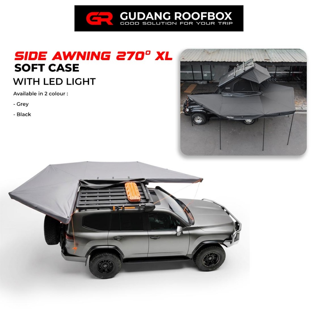 Car Side Awning Tenda Samping Mobil  270° XL For Universal Car With Led Light