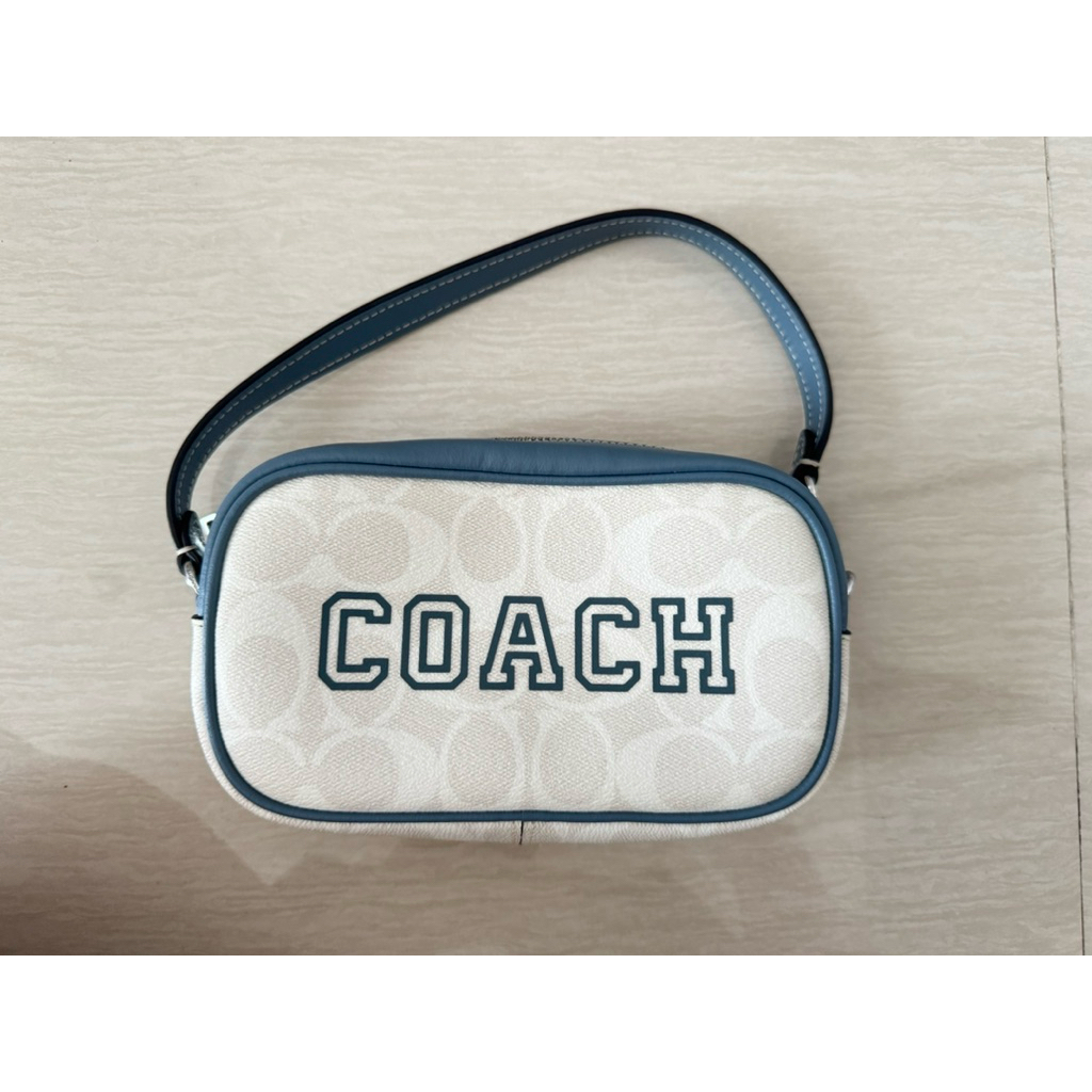 [PRELOVED] Coach Signature Jamie Varsity Motif Wristlet Chalk Indigo