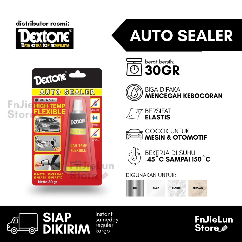 Lem Dextone Auto Sealer 30gr Lem Sealant Otomotif Lem Material Waterproof Tahan Panas Black Kaca Rub