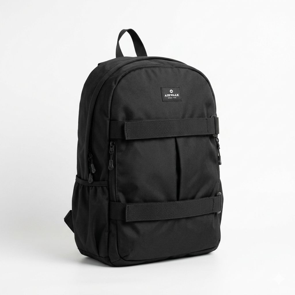 TAS RANSEL UNISEX AIRWALK EQUIP BLACK BACKPACK NEW ORI