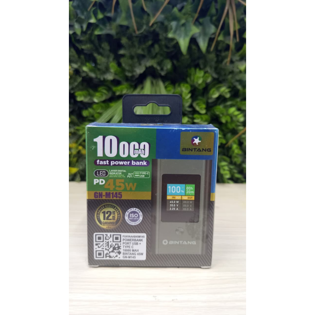 POWERBANK PORT USB + TYPE C 10000 MAH BINTANG 45W GN-M145