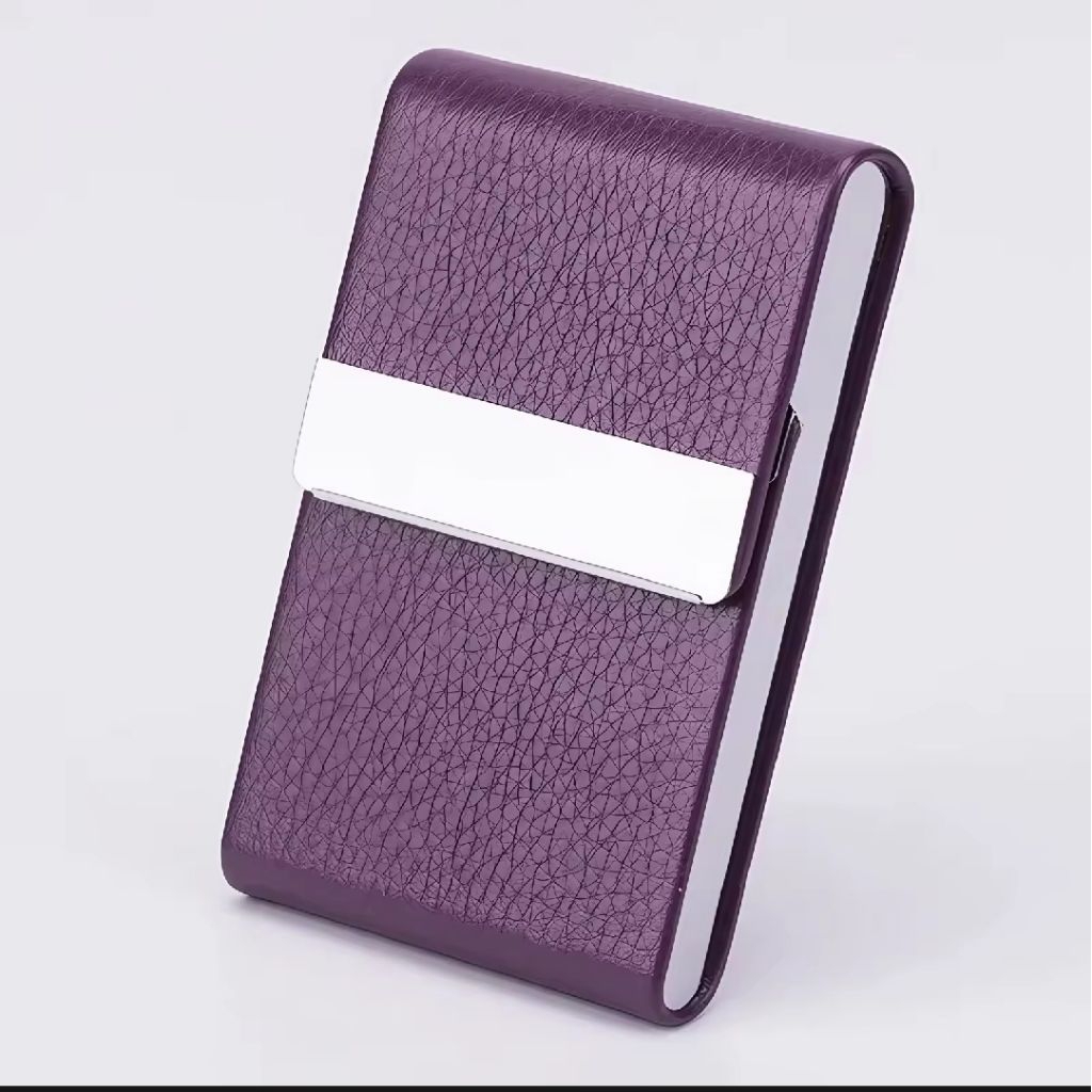 Kotak Kartu Nama Kulit Name Card Credit Holder Magnet Flip Kotak Tempat Bungkus Rokok Leather Elegan