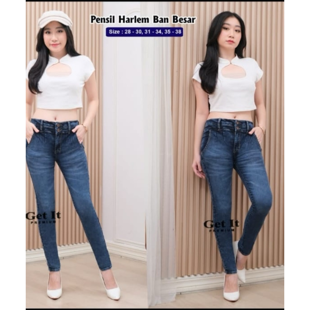 CELANA SKINNY HAREM BAN BESAR BAHAN JEANS STRETCH GET IT JEANS