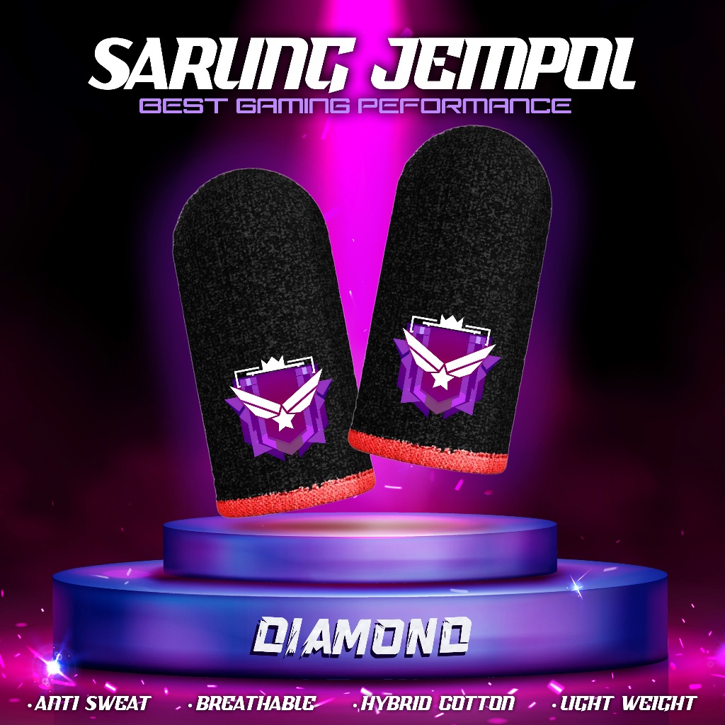 Sarung Jempol Gaming Pangkat DIAMOND FF Esport Game FF Mobile Legends Responsive Premium Professiona