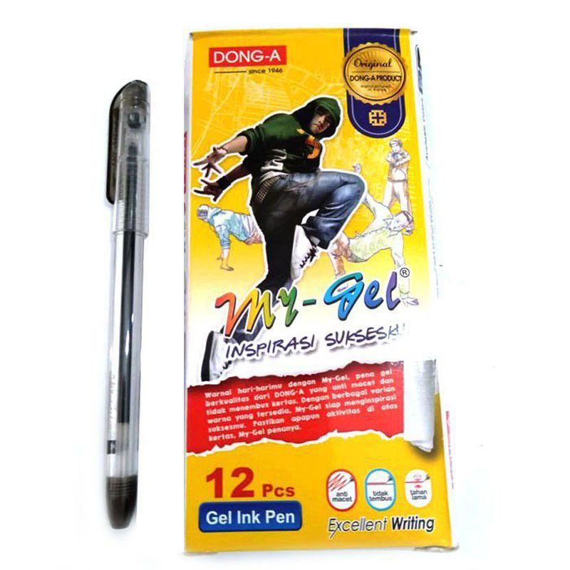 Pulpen My Gel 0.5mm / Pulpen My Gel 0.5 Cair HITAM MERAH BIRU (12pc)