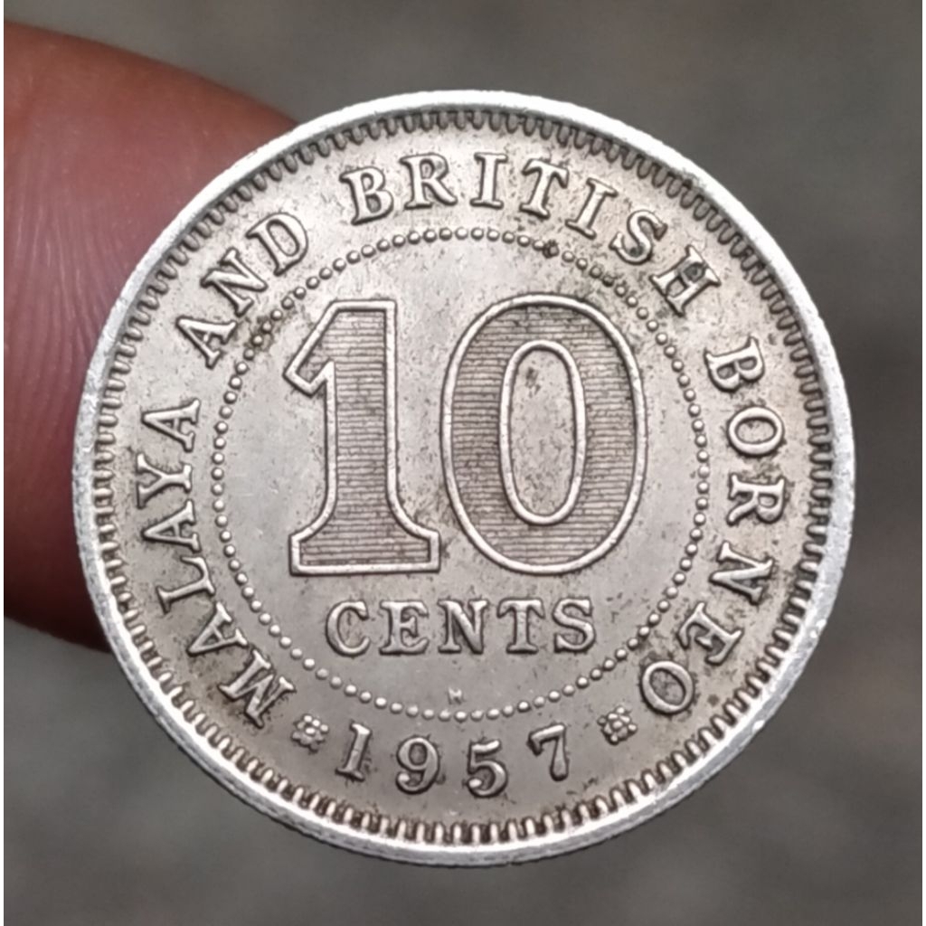 Koin Kuno Malaya and British Borneo 10 Cents 1957 ori