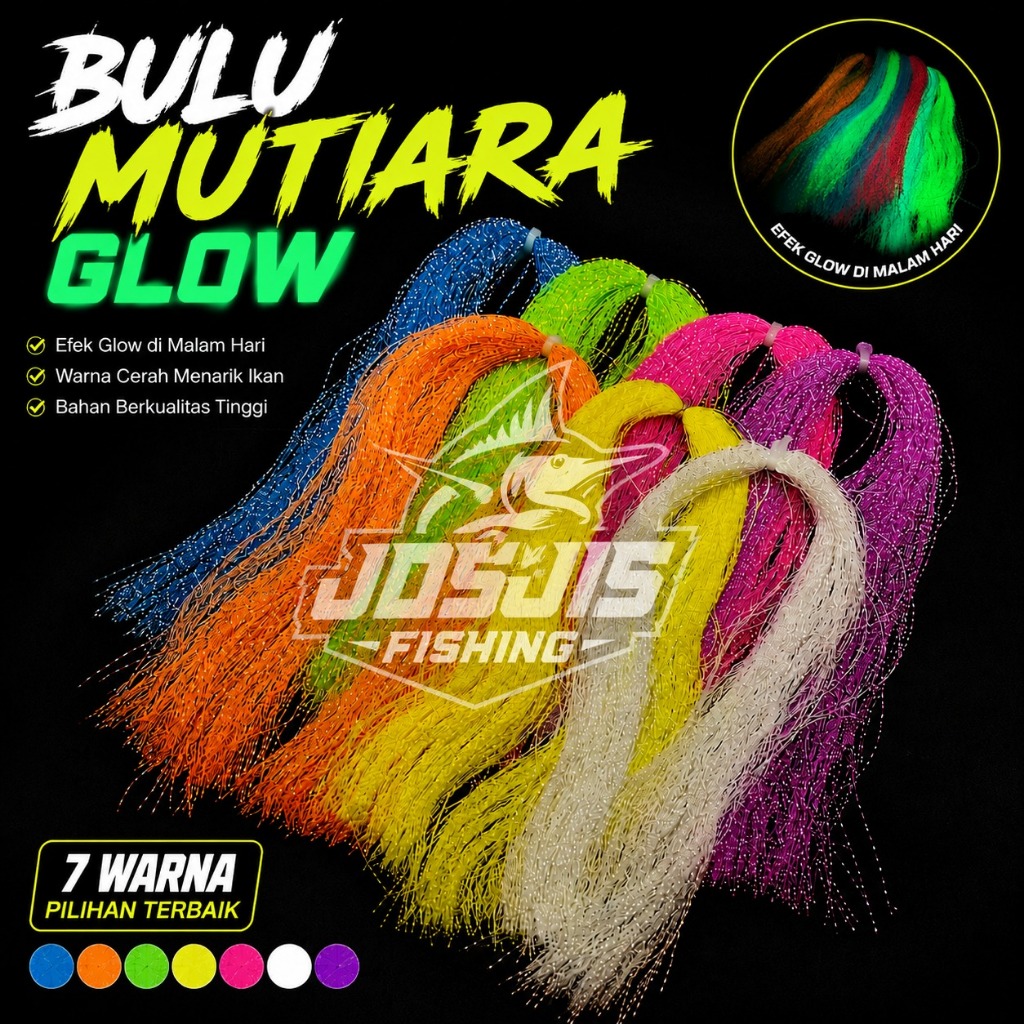 Umpan bulu mutiara gid glow umpan pancing bulu assist hook jig bulu flasher bulu sutra bulu kail pan
