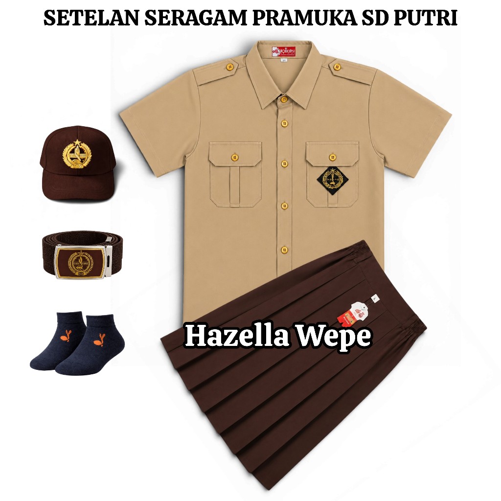 Setelan Seragam Sekolah Pramuka Penggalang SD Anak Perempuan Baju Pramuka Penggalang Lengan Pendek R