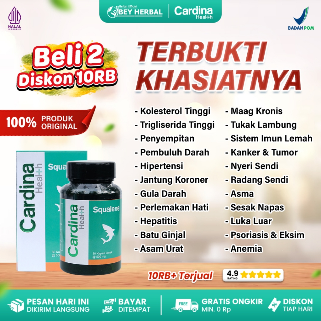 Cardina Squalene Herbal Esktrak Minyak Hati Ikan Hiu - Cardina Health Squalene Original Multi Khasia