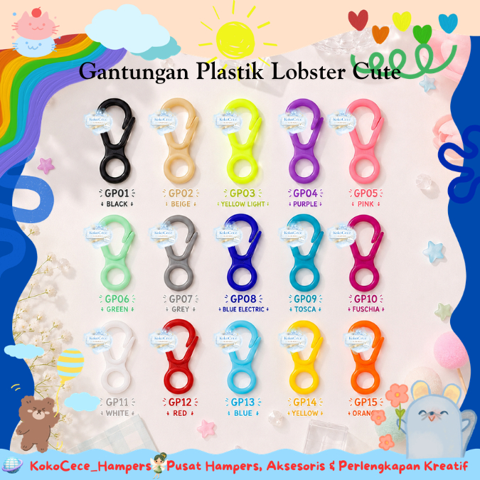 manik mote kait lobster ukuran 3cm kaitan plastik kokot lobster plastik cantelan kew kew kait udang 