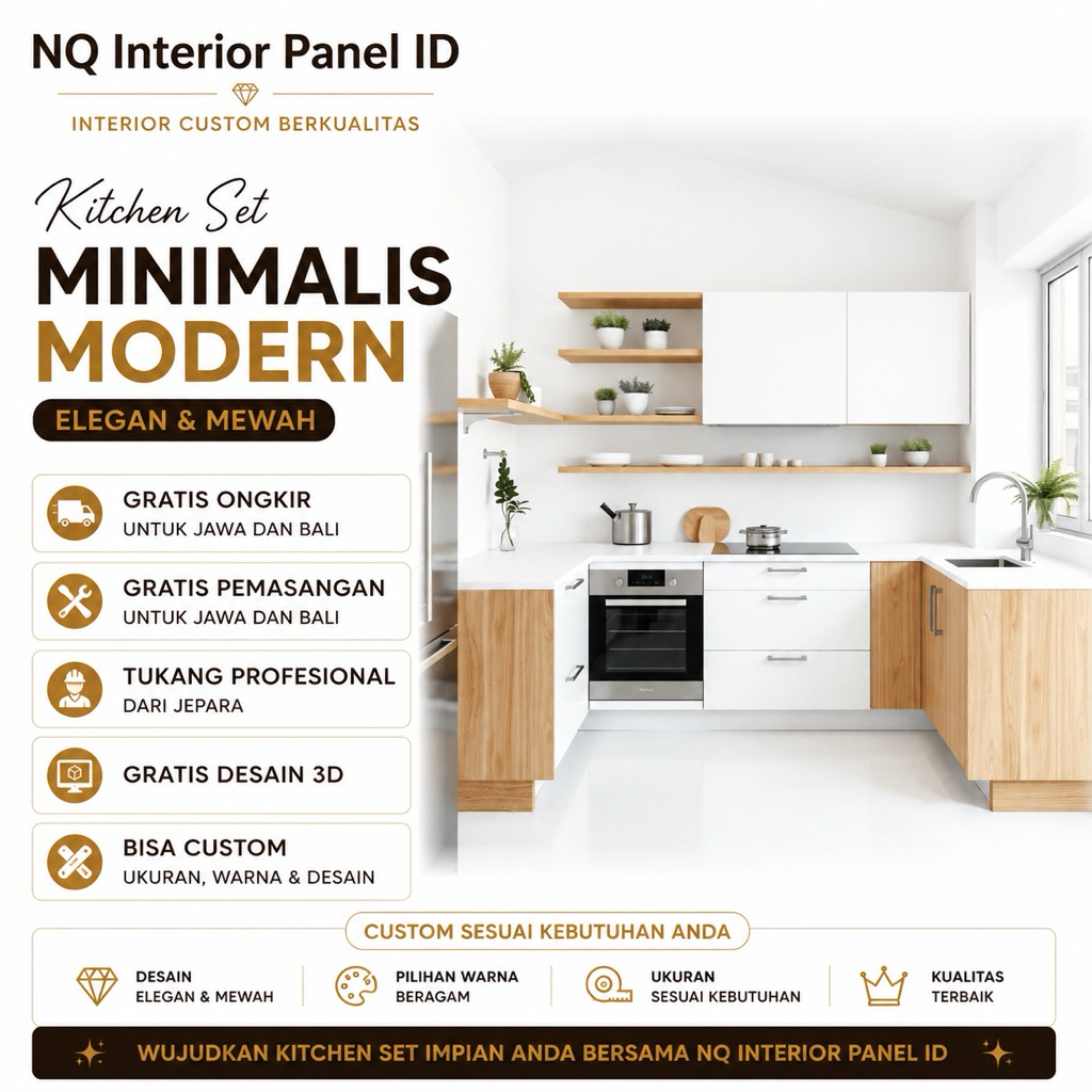 Kitchen Set HPL Minimalis Modern Motif Kayu Premium Jepara