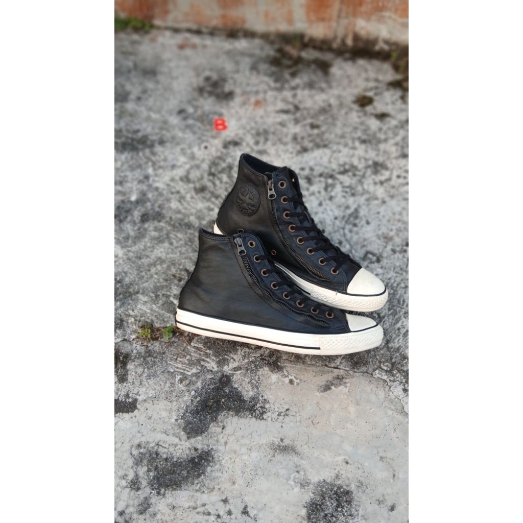 converse double zipper leather
