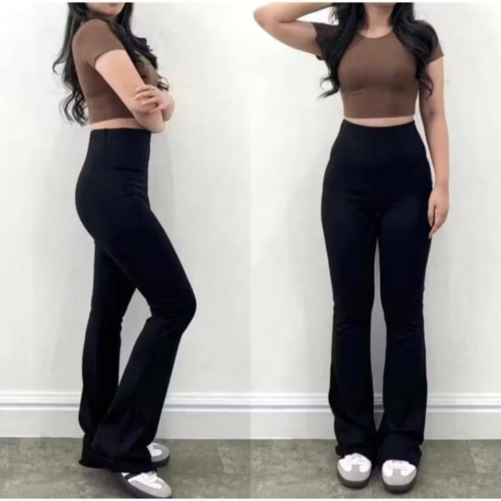 COD Flare Pants Haighwaist Celana Cutbray Scuba Wanita - kulot scuba standar jumbo - kulot viral