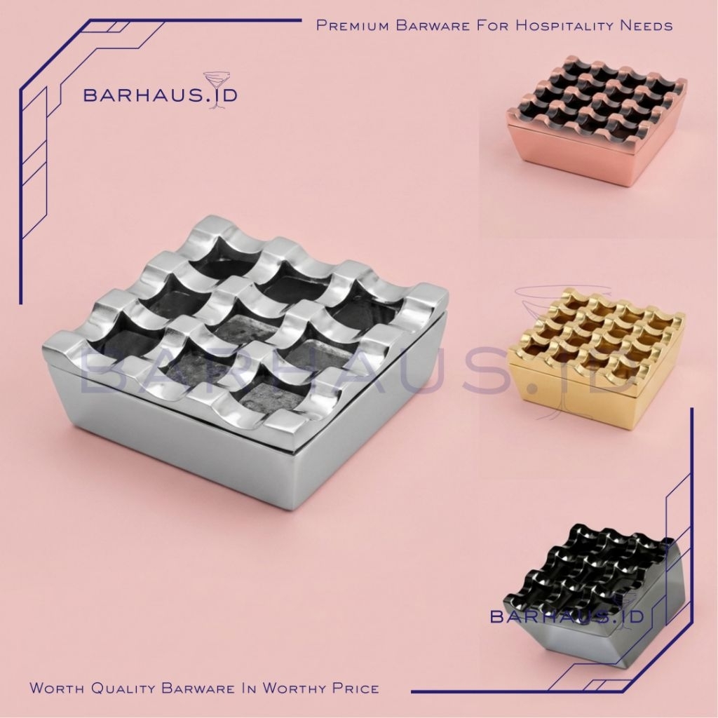 Barhaus.id | Asbak Metal Stainless Steel Premium | Ashtray Anti Karat | Asbak Rokok Modern