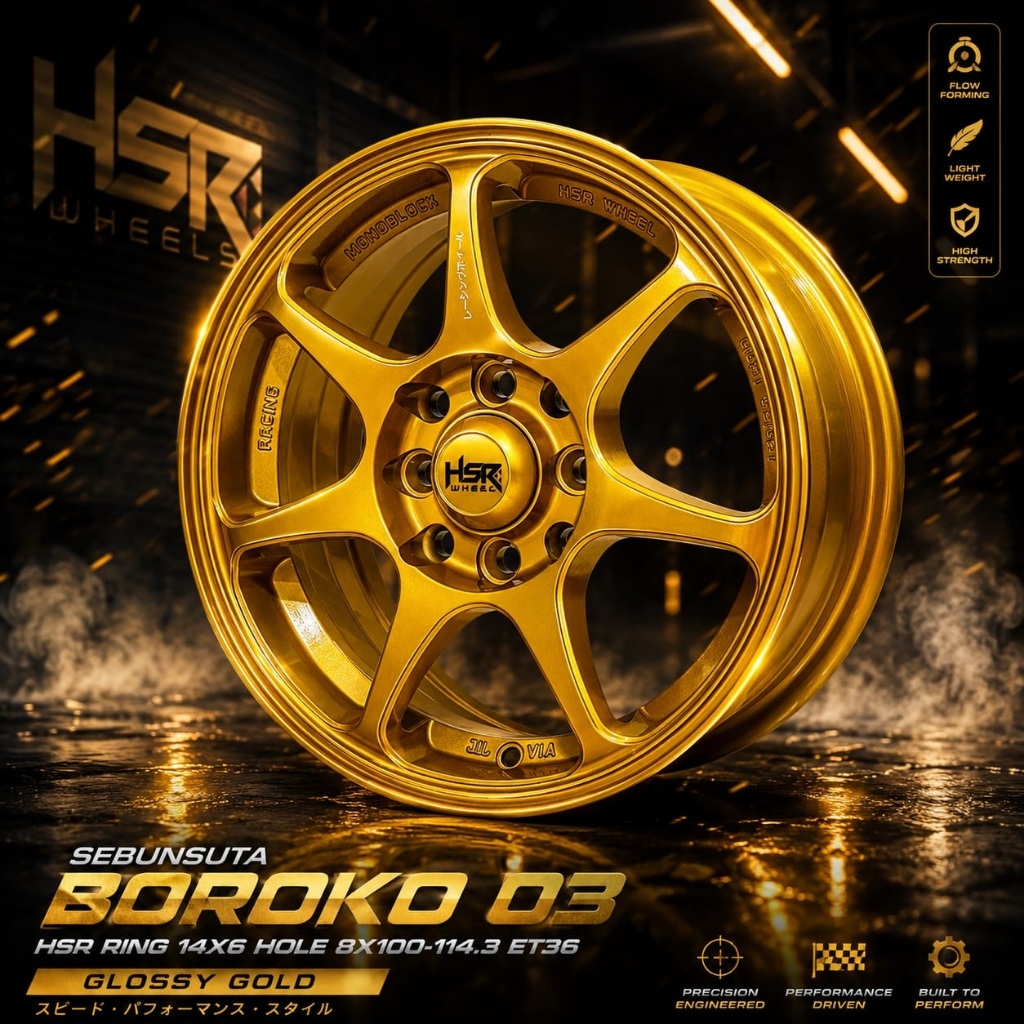 Velg Mobil Racing R14 Buat Agya, Ayla, Avanza, Xenia, Brio Dll HSR SEBUNUTA R14 LEBAR 6