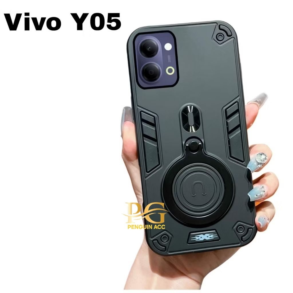 Casing VIVO Y05 Hard Case Ring Armor Robot Standing Handphone Terbaru