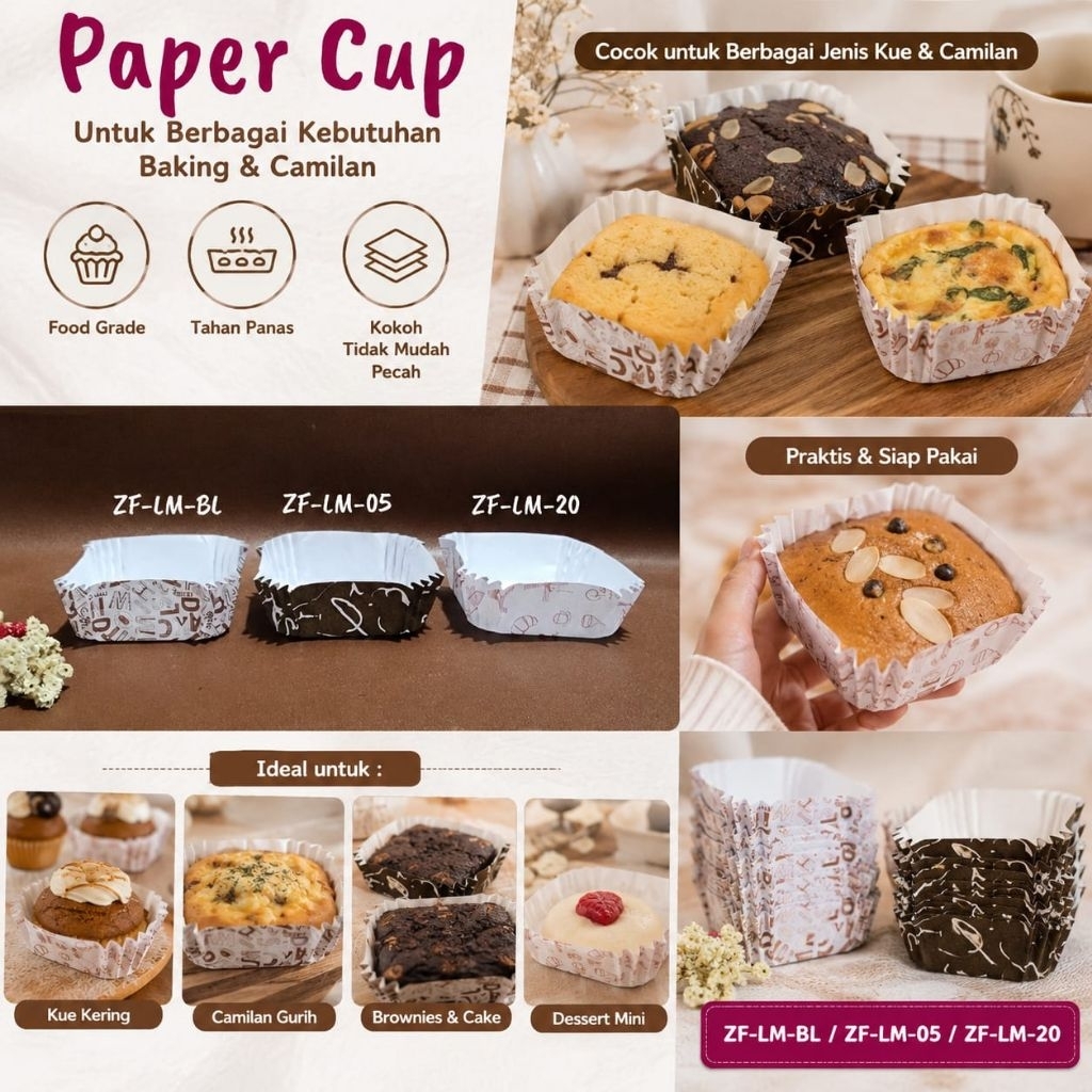 Paper Cup Cases Square / Cup Roti Laminasi Segiempat @200pcs