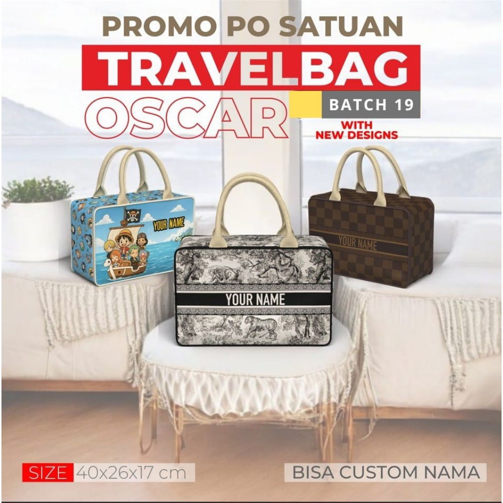 TRAVEL BAG CUSTOM NAMA Motif Dewasa Anak TAS KOPER JUMBO MURAH UNIK GOODIE BAG SOUVENIR ULTAH