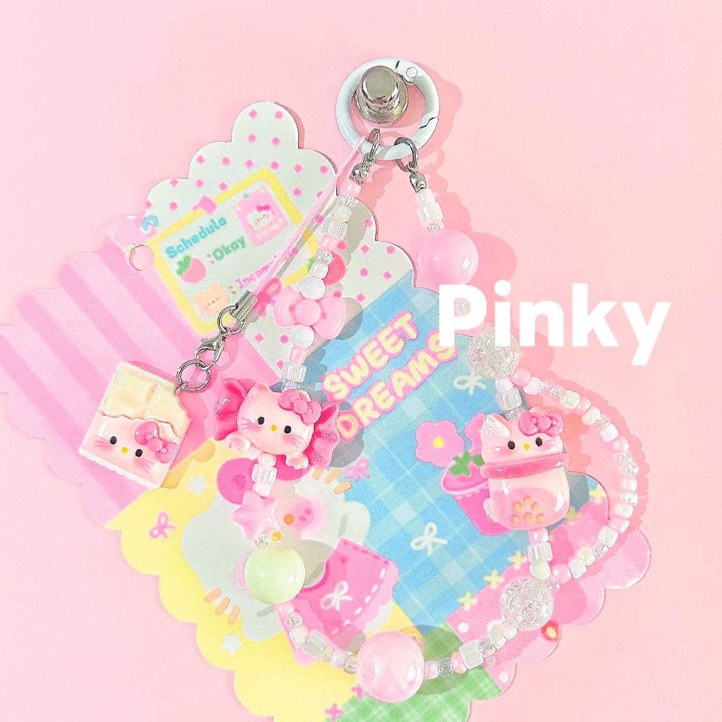 Pinky - Hellokitty Tali & Gantungan Hp/Gantungan tas/Gantungan kunci/Strap hp Grosir/Manik-manik bua