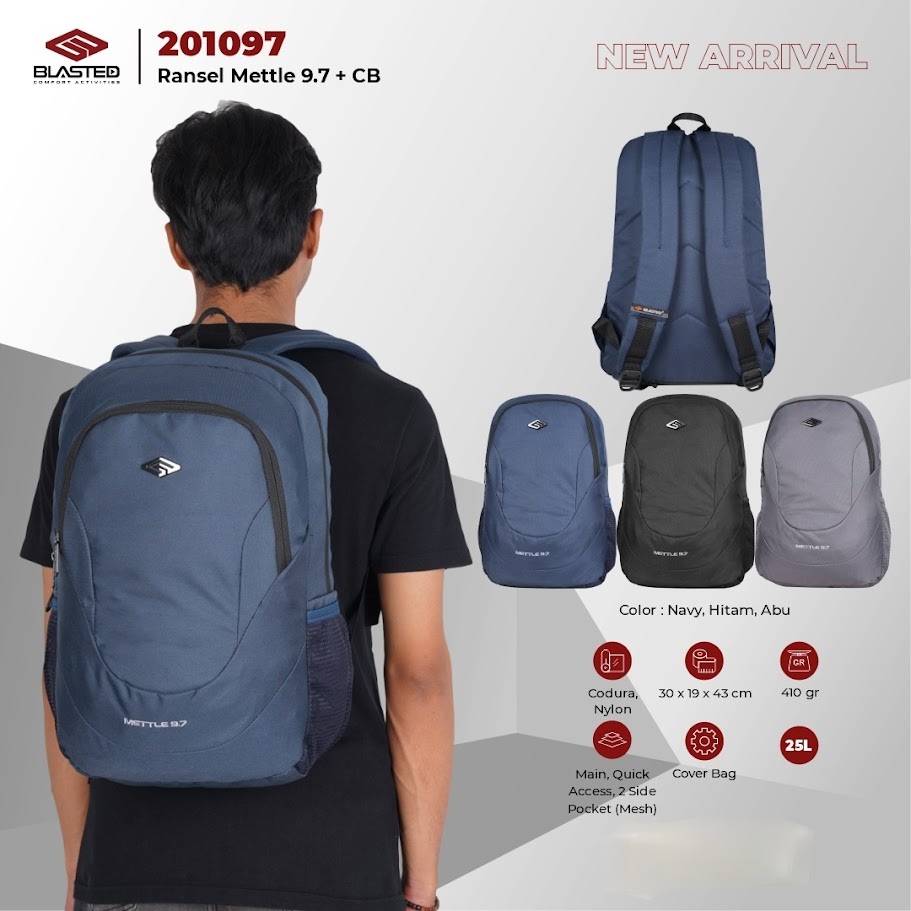Tas Pria Ransel Blasted Mettle 201097 Sekolah Kuliah Dewasa Laptop Backpack dengan Raincover