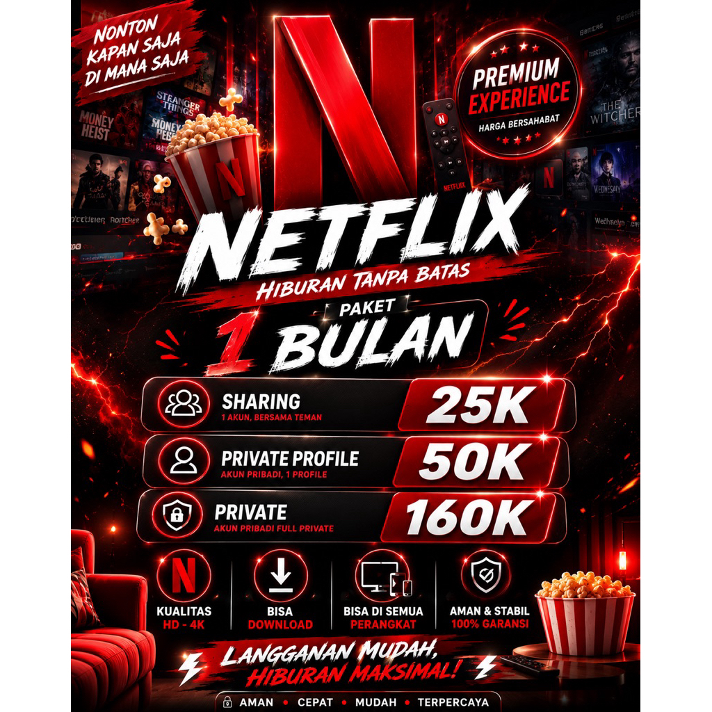 Langganan Netflix 1 bulan Premium Murah
