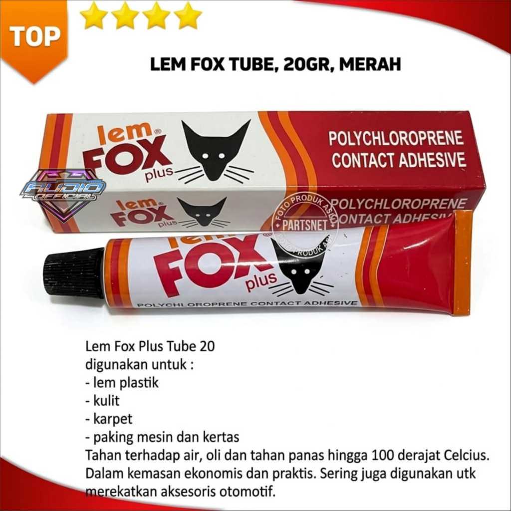 Lem Fox Plus Tube 20 Gram kualitas bagus  Merah Perekat Serbaguna / Glue Speaker