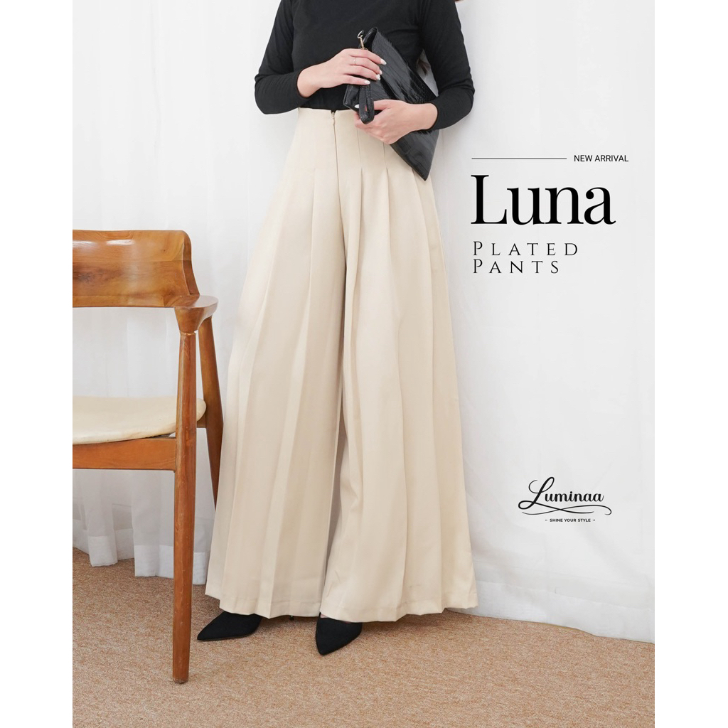 Luna Pleated Pants - lavie pants cullote palazzo highwaist