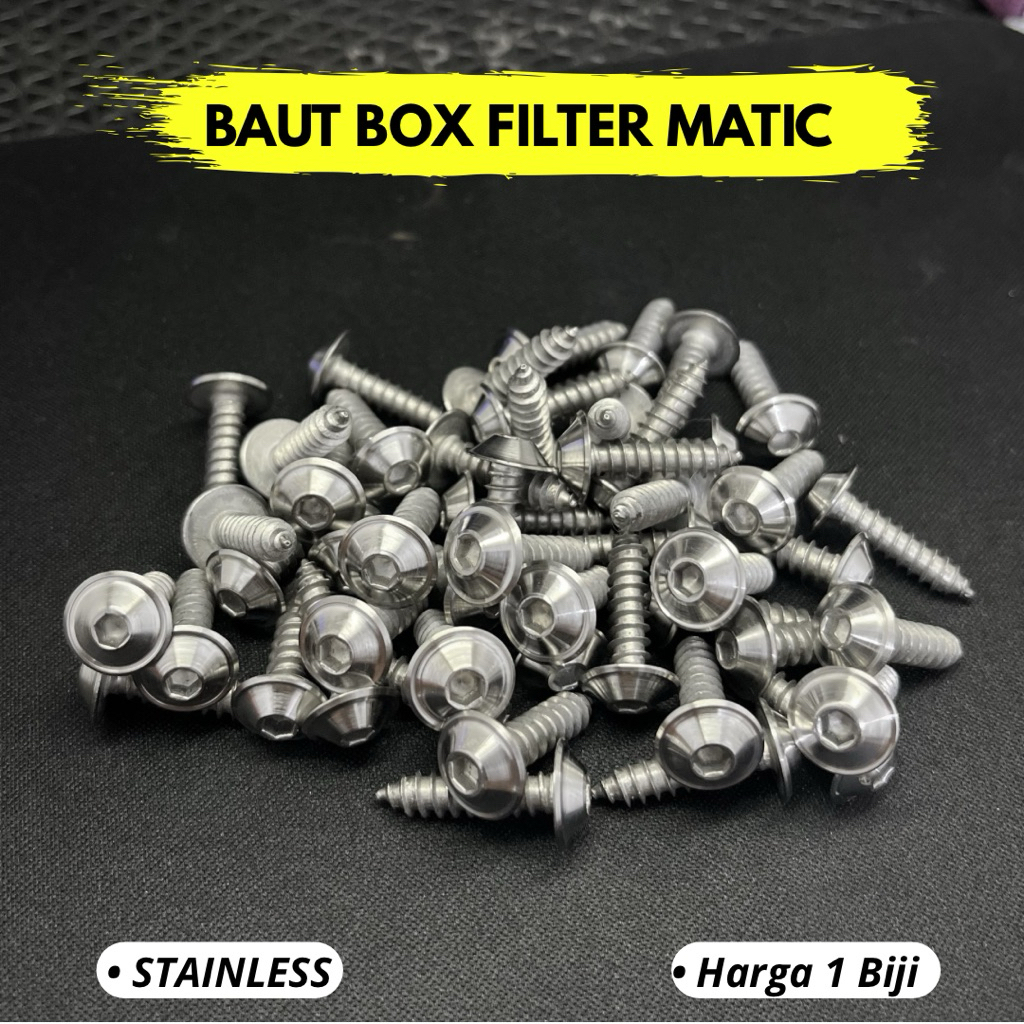 Baut Filter Stainless Skrup Box Filter Honda Yamaha Matic Custom bubut