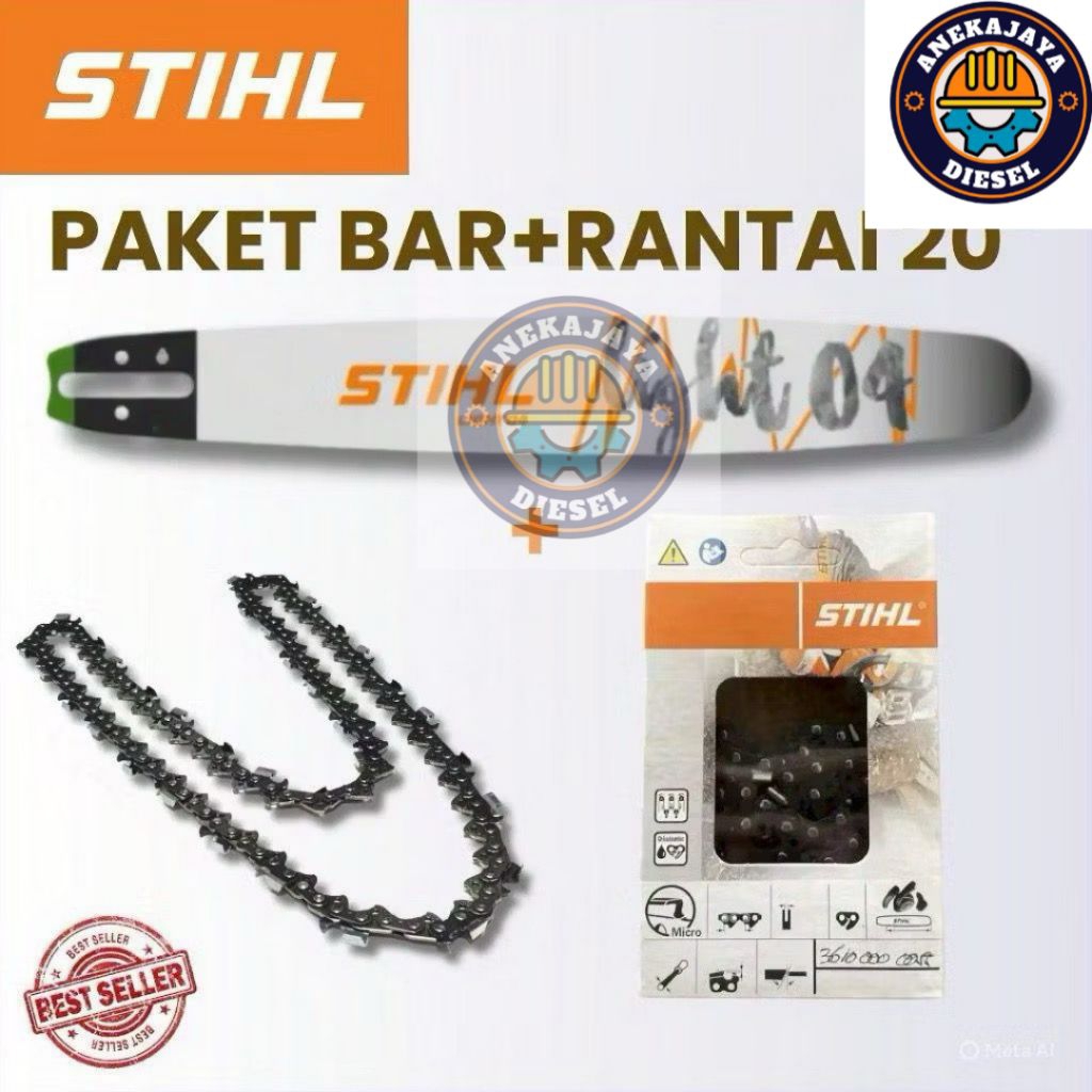 PAKET HEMAT BAR CHAINSAW 20” DAN RANTAI CHAINSAW 20” STIHL ORIGINAL