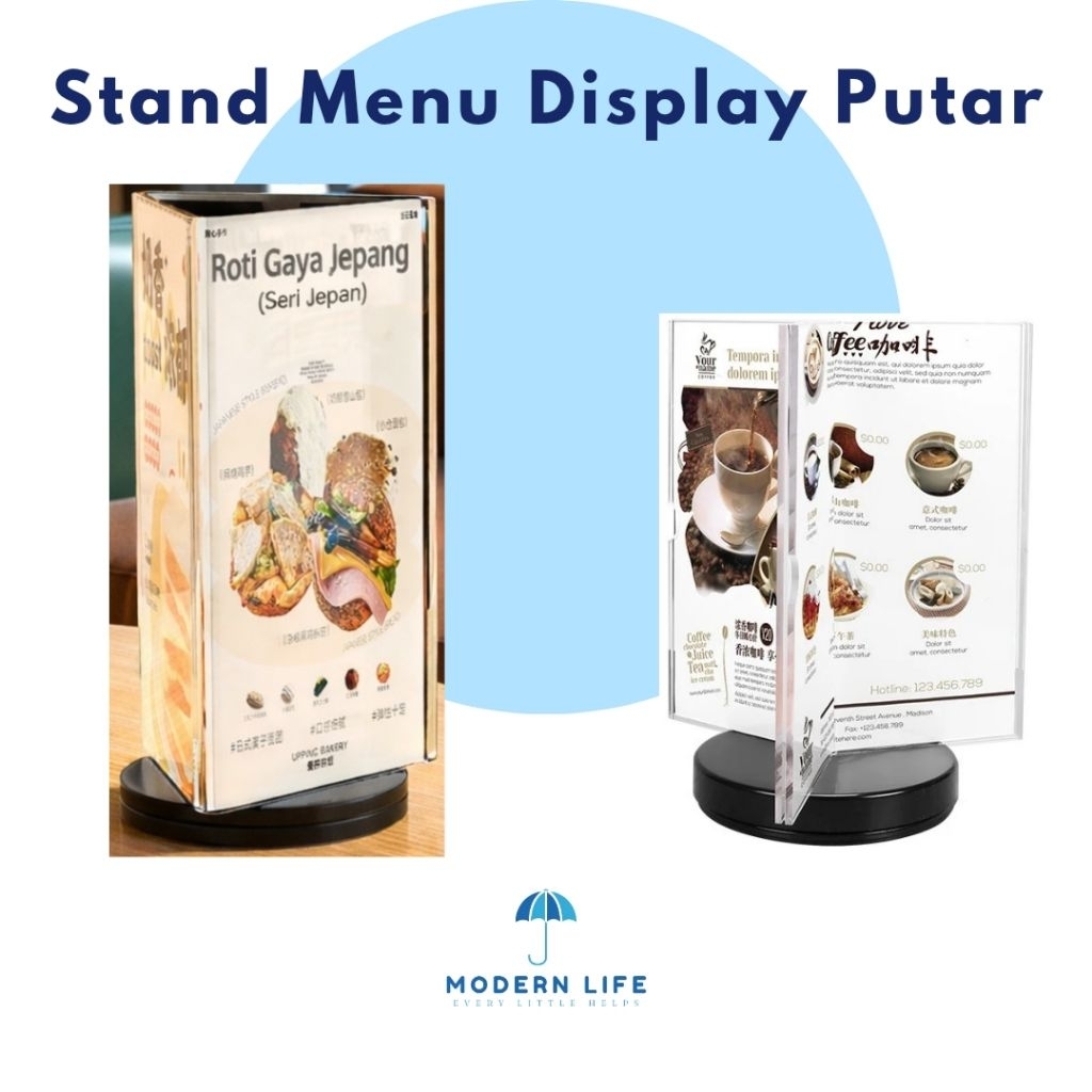 Stand Menu Meja Acrylic Putar Table Display Akrilik