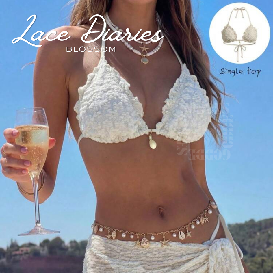 BLOSSOM - LACE DIARIES | Lace Triangle Bikini Top Adjustable Tie String Beachwear Swimwear Women's B
