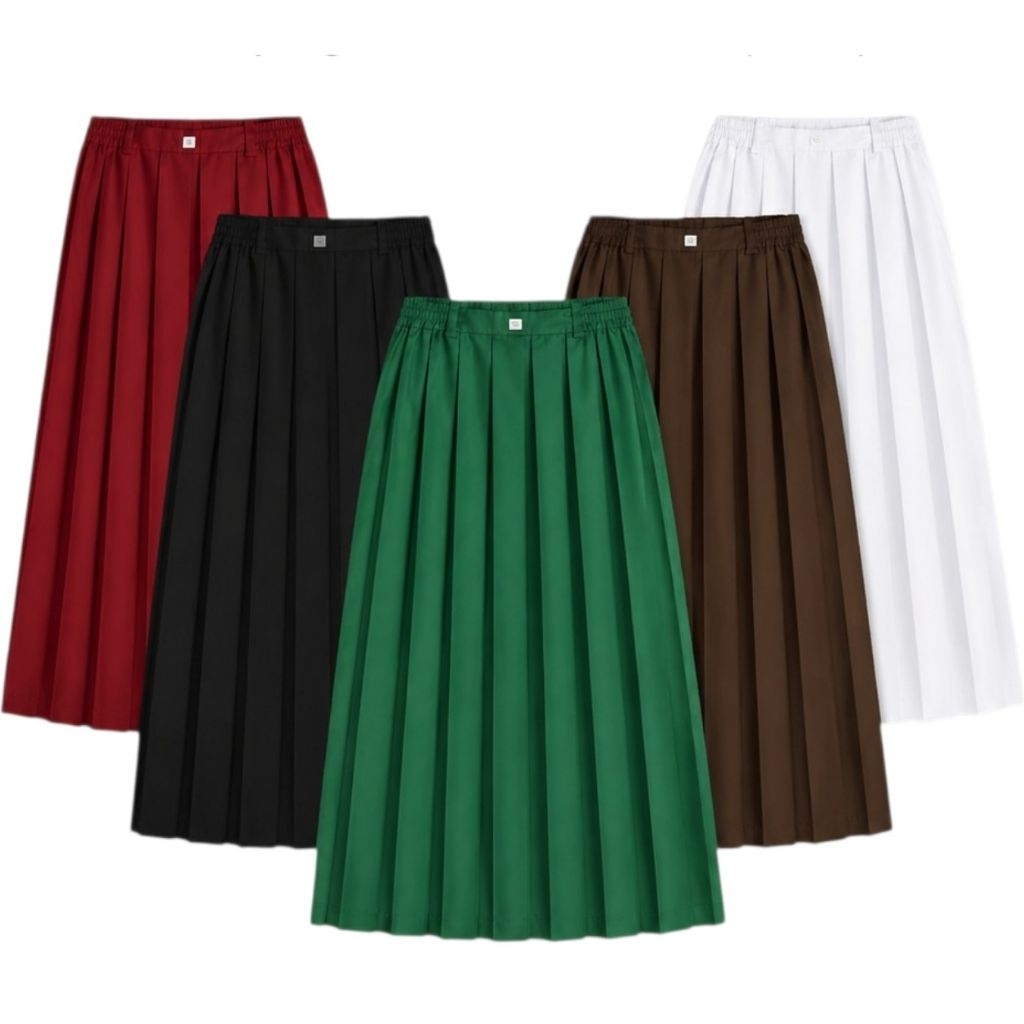 Seragam sekolah rok SD panjang putri merah/putih/hitam/coklat/hijau/MI /rok panjang SD/ rok pramuka 