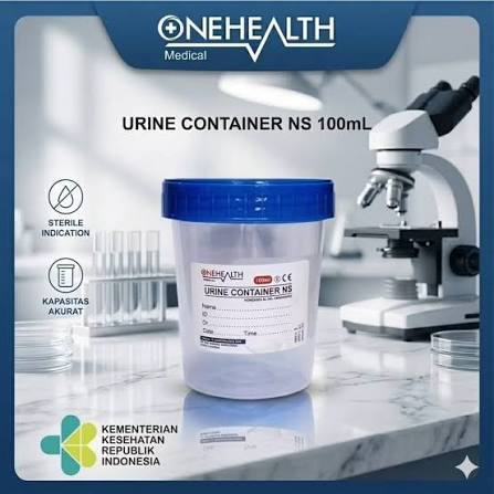 Onehealth Urine Container NS 100ml Tutup Biru Wadah Sampel Urine Steril Medis Pot Urine Klinik