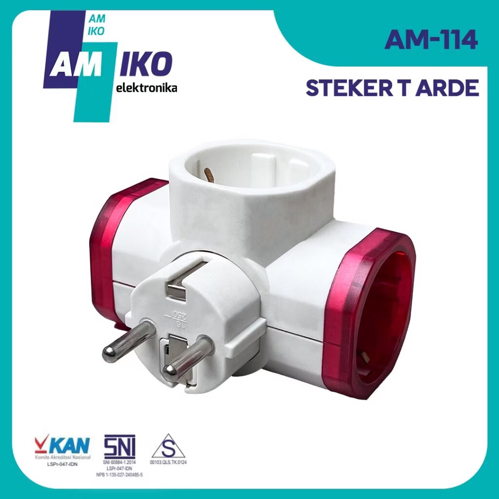 AMIKO Steker T Arde Colokan Listrik 3 Lubang SNI AM-114