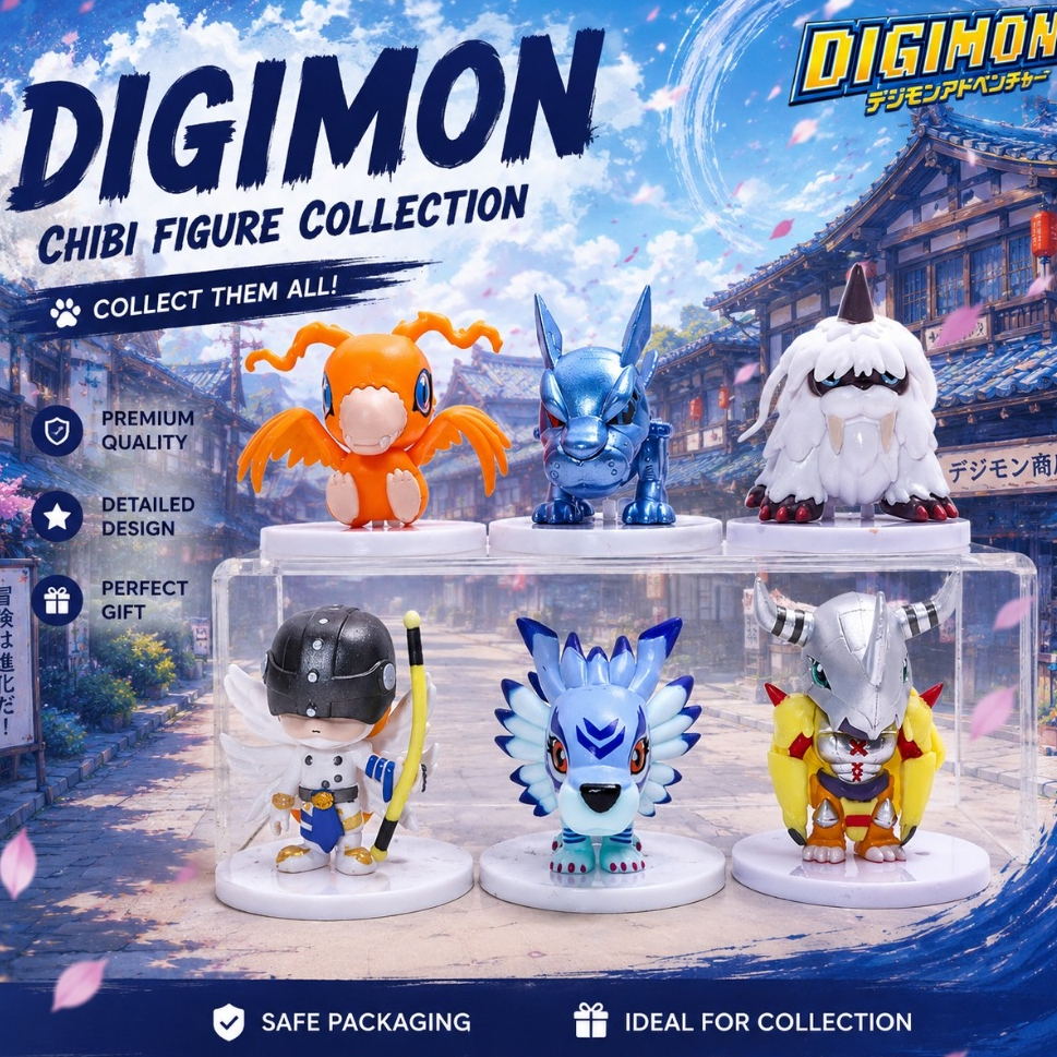 Action Figure Digimon Kecil V1 - TB - Mini Chibi Mainan Action Figur Agumon Angemon Wargreymon Metal