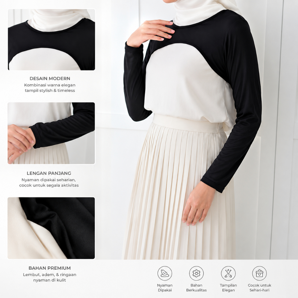 MakeGrosir - MANSET TANGAN SAMBUNG KIMBERLY CROP TOP MANSET BALERO LENGAN PANJANG WANITA