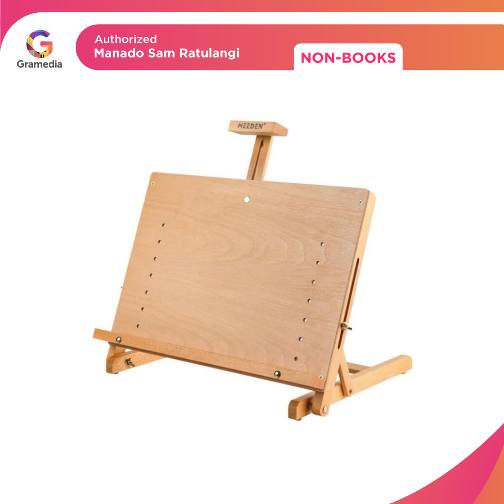 Gramedia Manado-Meeden Drawing Board Easel Solid Beechwood Adjustable