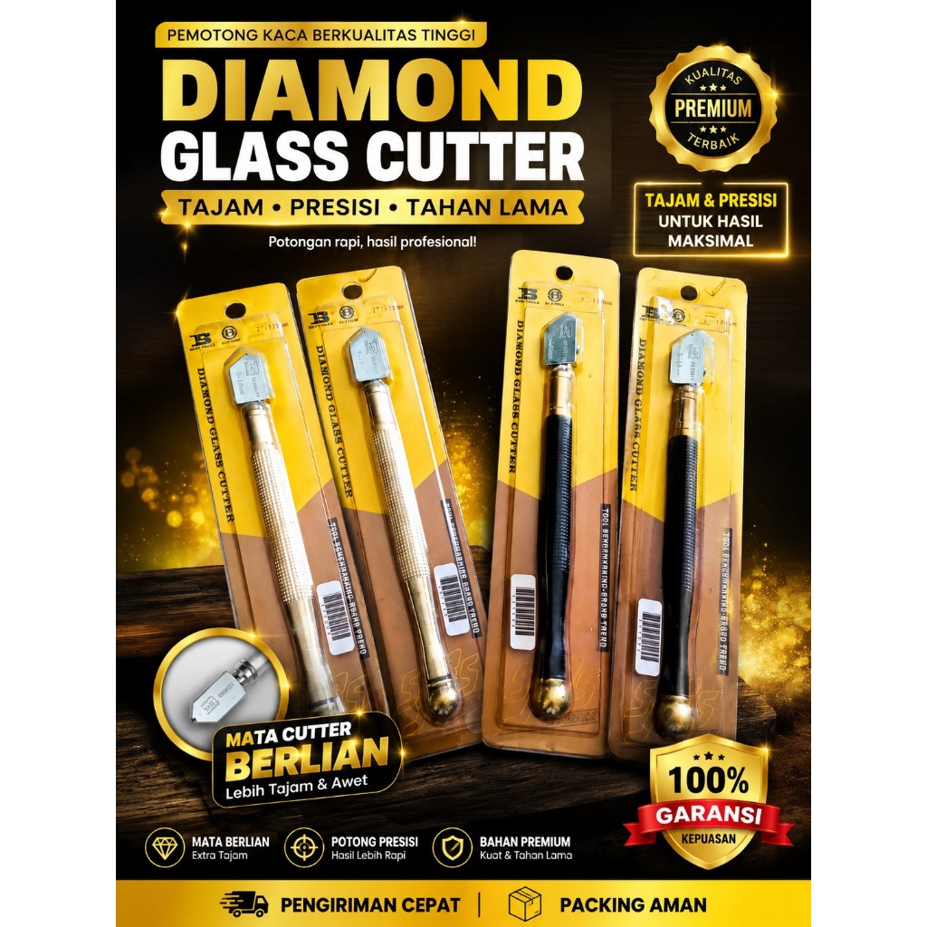 Diamond Glass Cutter Premium Pemotong Kaca Diamond Glass Cutter Bosi Tools - Alat Potong Kaca & Kera
