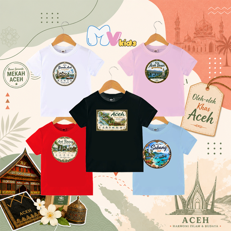 Baju Kaos Oblong Anak Anak Kaos Oleh Oleh Souvenir Provinsi Aceh Banda Aceh Sabang Bireun