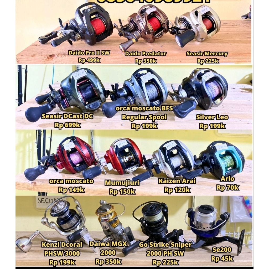 REEL Bekas second CASTING BAITCASTING BC DC Spinning iroly Sabre KATSKING ORCA OREGON DAIWA UTECATE 
