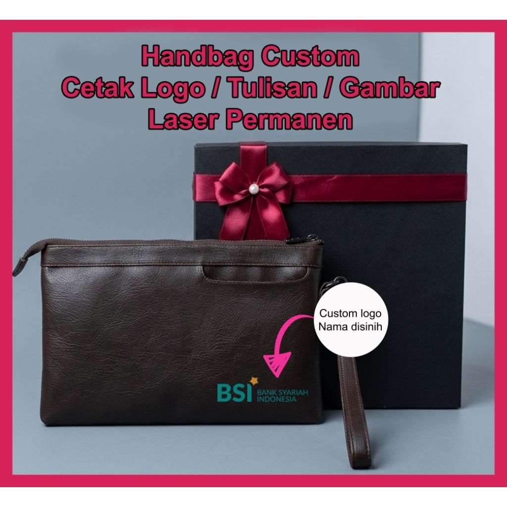 Handbag Custom - Handbag Custom Satuan - Souvenir Pouch - Souvenir kulit - Souvenir Kantor - Handbag