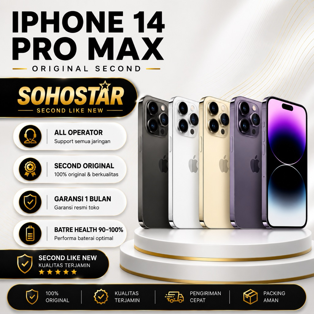IPHONE 14 Pro Max / IP 14 Pro Second inter ProMax Normal 128GB 256GB 512GB 1TB Bekas Sohostar