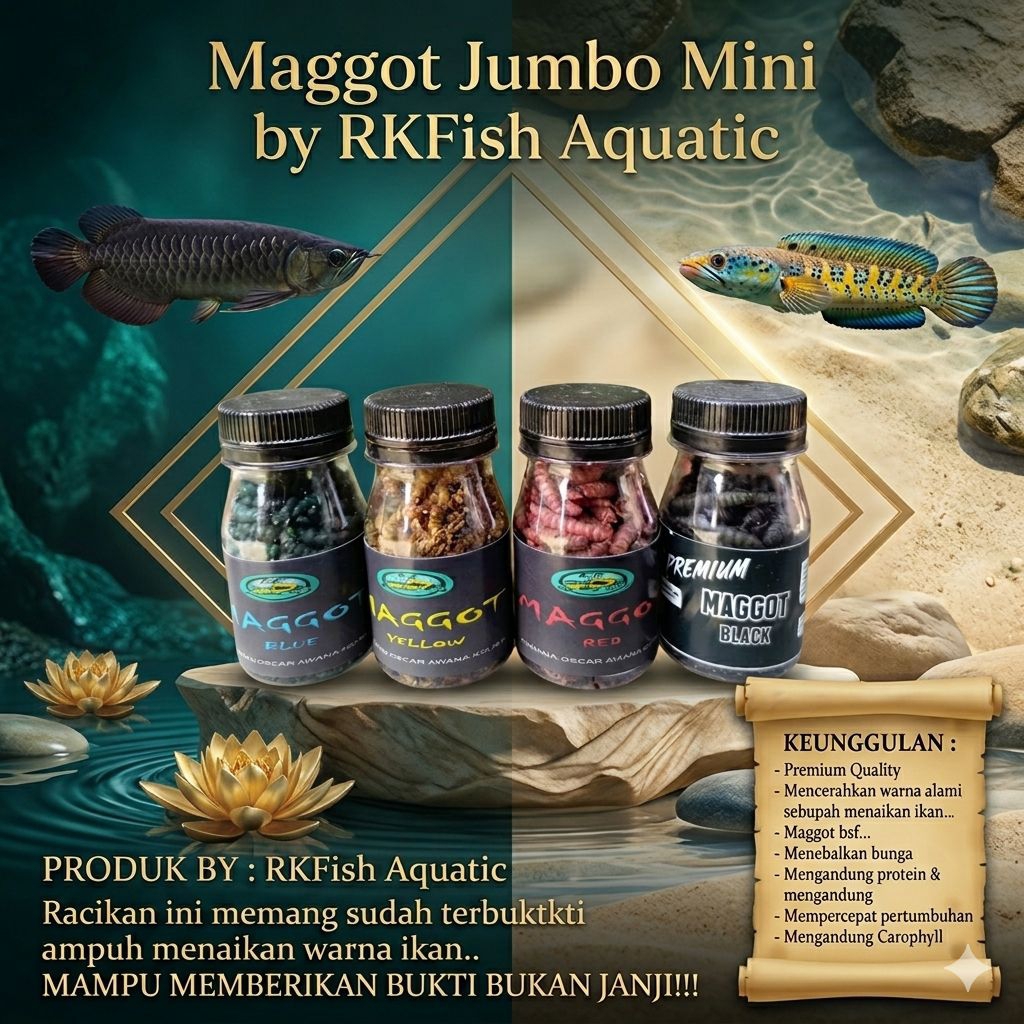 Maggot RKFish Aquatic Jumbo Mini Blue, Red, Yellow, Black (Auranti, Maru, Limbata, Stewarti, Pulchra