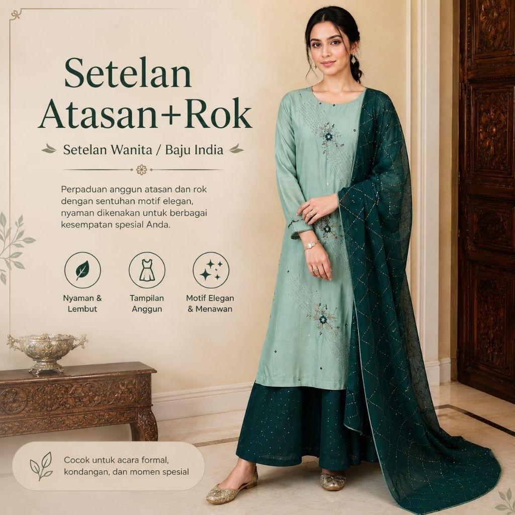 Setelan Atasan+Rok/Setelan Wanita/Baju India