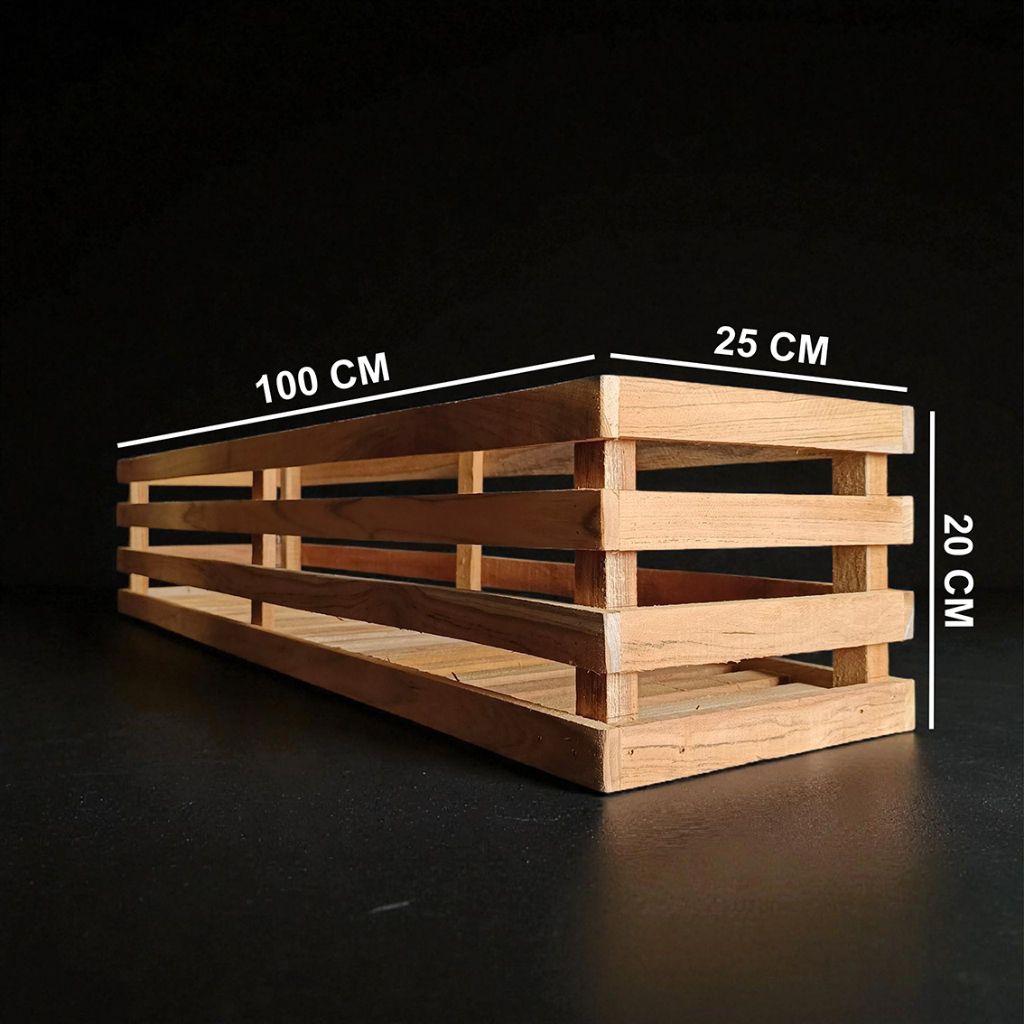 Pot Kayu Panjang 100cm Pot Kayu Terbaik Pot Kayu Kuat Tahan Lama Pot kayu Indoor/Outdoor termurah