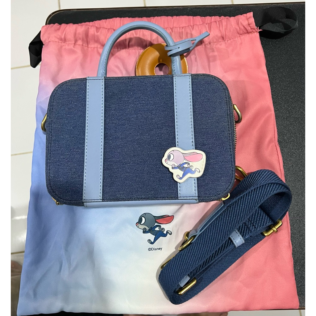 *PRELOVED* CHARLES & KEITH Judy Hopps Zootopia Denim Boxy Satchel (Denim Blue)